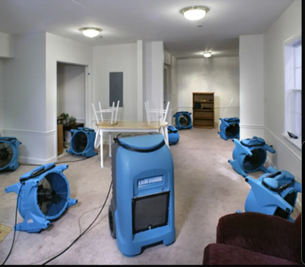 Air movers and dehumidifier setup for Water Extraction & Removal in Menlo Park