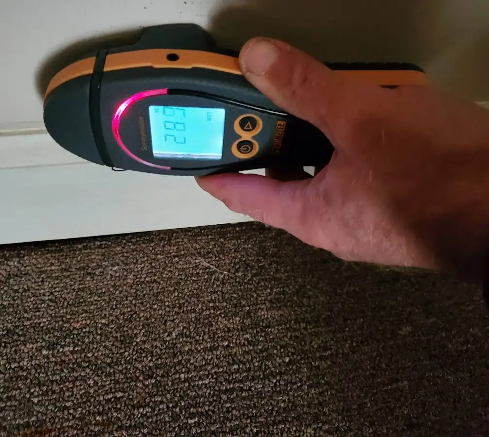 Moisture detection at baseboard during Mold Inspection & Testing in Menlo Park